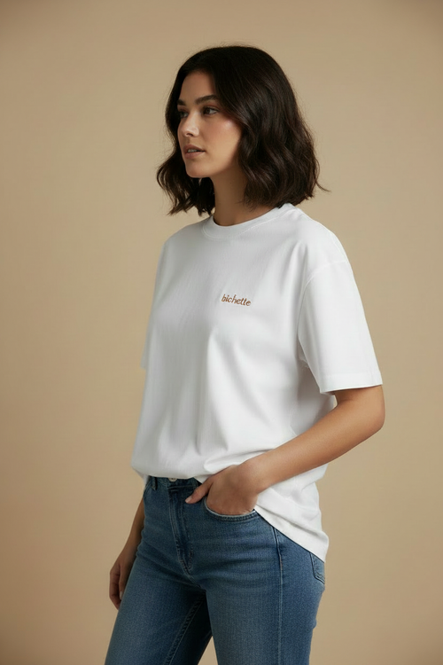 T-shirt blanc bichette bronze rosé