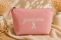 Trousse brodée en coton recyclé – Collection Octobre Rose